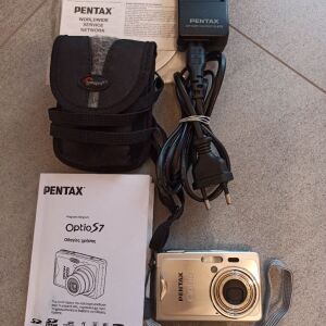 Φωτογραφική μηχανή Slim "Pentax Optio S7" με καλώδιο φόρτισης και θήκη