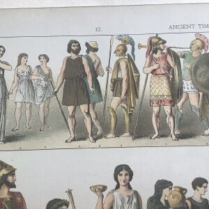 1882 Αρχαίοι Έλληνες φορεσιές χρωμολιθογραφια