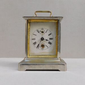 Ρολόι - Ξυπνητήρι μεταλλικό επινικελωμένο "Carriage Clock" με μουσική, περίπου 130 ετών.