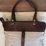 Burburry authentic brown/beige leather canvas tote bag