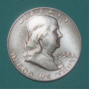 SILVER ½ Dollar 1958 "Franklin Half Dollar".#8/6