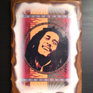 Χειροποίητη εικόνα Bob Marley σε μοριοσανίδα MDF και τεχνική παλαίωσης.
