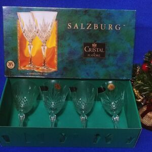 Ποτήρια κολονάτα του κόκκινου κρασιού 4 τμ. 175 ml. Cristal de Flandre "Salzburg" France 1994.