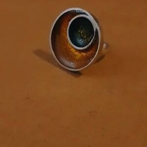 Ασημένιο δαχτυλίδι 925 με υγρό γυαλί σε φθινοπωρινά χρώματα