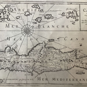 Χάρτης της Κρήτης του Pier du Val του 1677 ,εδώ ξυλογραφική αναπαραγωγή του 1900 διαστάσεις 23x16cm