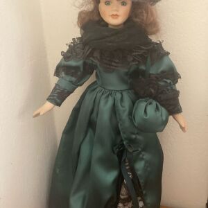 Πορσελάνινη Κούκλα με ρούχα Βικτωριανής εποχής, vintage