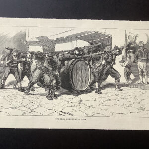 1880 Μεταφορείς Κρασιού στο λιμάνι της Κωνσταντινούπολης  27x13cm ξυλογραφια