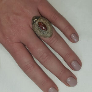 Ασημενιο 925 δαχτυλίδι αντίκα απο Συρία με γνήσια πέτρα κορλεόνε