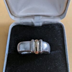 Βινταζ ασημένιο δαχτυλίδι με χρυσό!