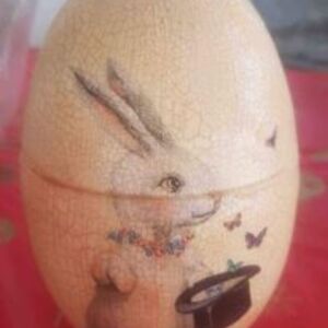 Πασχαλινο αυγο κεραμικο ντεκουπαζ κρακελε χειροποιητο