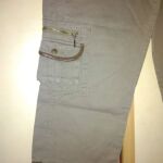 Κάπρι καμπαρντινέ χακί παντελόνι με λεπτομέρειες καφέ δερματίνης, Small