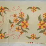 Κίτρινα και πορτοκαλί λουλούδια τυπωμένος καμβάς σεμέν και πετσετάκια  93 cm x 49 cm