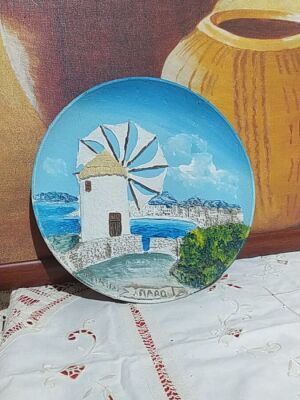 Handmade decorative wall plate, clay
