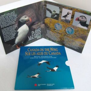 1995 Canada On The Wing 50-Cent Birds of Canada Silver 2-Coin Set.