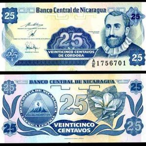 NICARAGUA 25 CENTAVO 1991 P 170 UNC