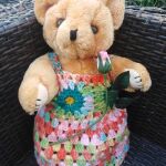 Συλλεκτική vintage αρκουδίτσα - χειροποίητο φορεματάκι