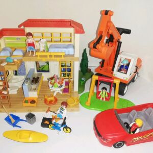 Playmobil εξοχική βίλα, εκσκαφέας, κούνια, αυτοκίνητο με φιγούρες πακετο