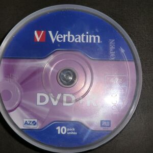 DVD-R Verbatim 4.7GB 16x 120 min Σε Συσκευασία Πύργου Αποθήκευσης (10 Τεμάχια)