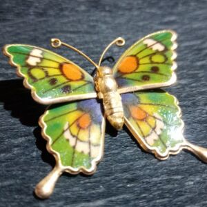 Καρφίτσα πράσινη πεταλούδα με σχέδιο ρητήνης (Ανοιξιάτικο στυλ)