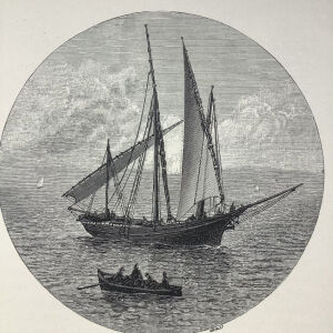 1860 ξυλογραφια καϊκιού στο Αιγαίο από βιβλίο Άγγλου περιηγητή