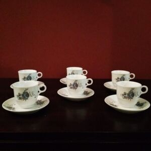 Vintage Σετ 6 Φλυτζάνια με Πιατάκια Τσάι Καφέ