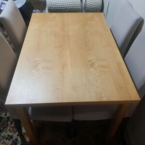 Τραπέζι Κουζίνας 120 x 80εκ. ξύλο ανοιχτό καφέ και 3 καρέκλες ξύλινες