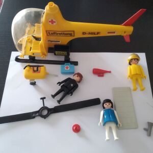 Vintage Playmobil Set 3247 Rescue Helicopter (Yellow)