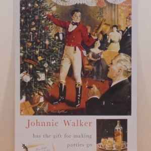Johnnie Walker scotch whisky παλιά διαφημιστική Χριστουγεννιάτικη μεταλλική πινακίδα.