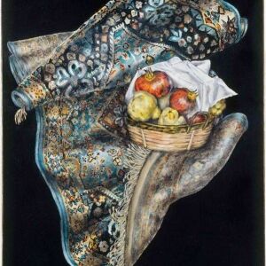Turquoise Carpet & Mediterranean Fruits, 2003 Original Painting - Oil on canvas 60 x 80 x 3 cm (MARINA ROSS)