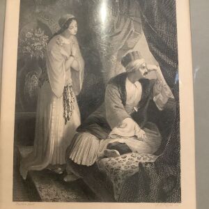 1850 Fatime Φατμέ χαλκογραφια από τον Κουρσάρο του Lord Byron Λόρδου Βύρωνα Λόρδου Μπάυρον χαλκογραφία 21x29 cm  σε πασπαρτού 35x25 cm