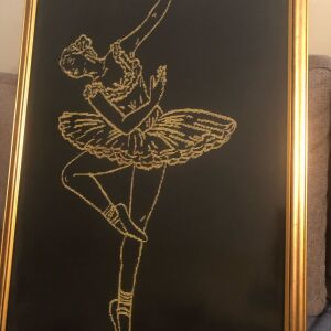 Πίνακας κεντημένος σε βελούδο με χρυσή κλωστή  « Η ΜΠΑΛΑΡΙΝΑ»