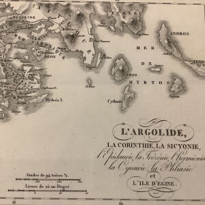 Χάρτης Αργολίδας -Αιγινας 1835. διστάσεις 25x18cm χαλκογραφία
