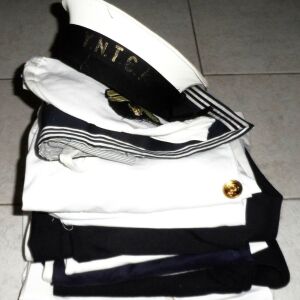 vintage ελληνικη στολη ναυτη 11 κομματια σετ παντελονια jacket καπελα σορτς κτλ...