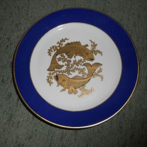 Πορσελάνινο διακοσμητικό πιάτο με το σύμβολο του Ιχθύος