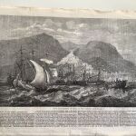 1854 Σύρος μεγάλη ξυλογραφία της πόλης της Σύρου άποψη από την θάλασσα