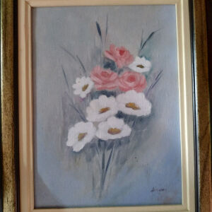 Πίνακας ζωγραφικής μικρός, θέμα λουλούδια