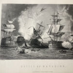 Ναυμαχία Ναυαρίνου ελληνική επανάσταση 1821 χαλκογραφια  26x18cm