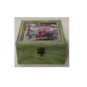 Ξύλινο κουτί αποθήκευσης μπιζουτιέρα με εικόνα
