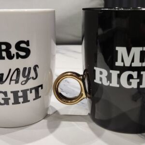 Κεραμικές κούπες Mr. Right & Mrs. Always Right
