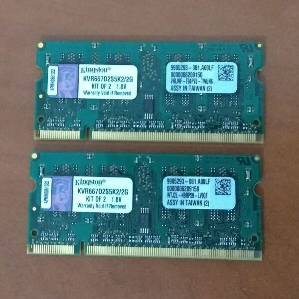 RAM KINGSTON KVR667D2S5K2/2G SO-DIMM DDR2 2GB (2X1GB) 667MHZ DUAL CHANNEL KIT