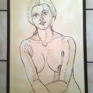 Πίνακας συλλεκτική μεταξοτυπία αυθεντική "Μπούστο κόρης" του Γιώργου Σικελιώτη
