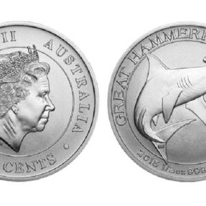 50 Cents 2015 - Elizabeth II 4th Portrait - Hammerhead Shark