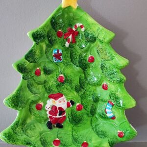 Χριστουγεννιάτικη πιατέλα σχήμα δέντρο πράσινη