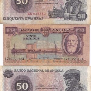 Ανγκολα 2 x 50 Κουανζα 1976 και 20 Εσκουντο 1956