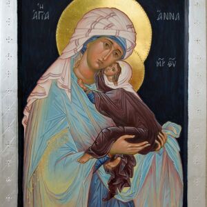 Χειροποίητη εικόνα Αγίας Άννας με Παναγία
