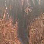 Πίνακας από χαλκό (χαλκογραφία) ''Το κάστρο του Ποσειδώνα'' - Τ.Αρβανίτης 1977 (78,5*54)