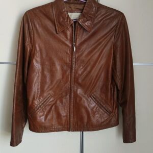 100% Leather Γυναικείο δερμάτινο jacket μέγεθος 40 καφέ