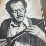 Πίνακας ζωγραφικής «Βασίλης Τσιτσάνης» ζωγράφος P.Crom. σκόνες αγιογραφίας σε σκληρό χαρτί διάσταση 50x70 cm