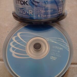 TDK DVD-R 4.7GB 16x Cakebox 25 DISCS ΣΦΡΑΓΙΣΜΕΝΑ