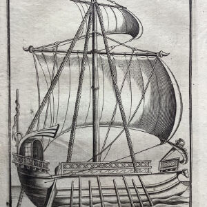 1740 Αρχαίο Ελληνικό καράβι χαλκογραφια από την ιστορία του Πολύβιου χαλκογραφια